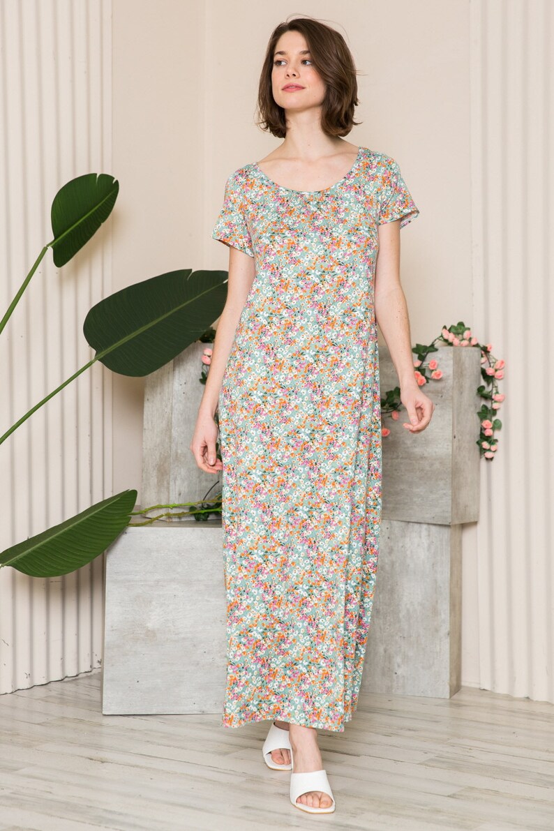 Floral Maxi Dress with Back Opening