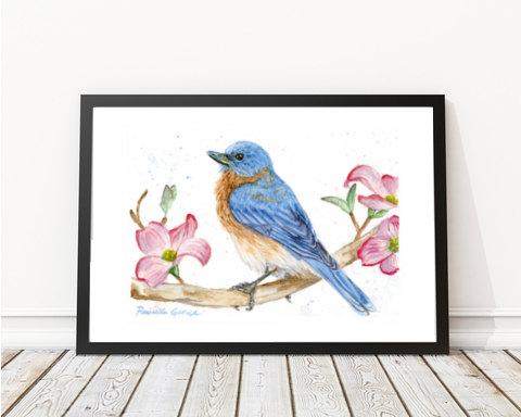 Eastern Bluebird Watercolor Print - Maven Flair