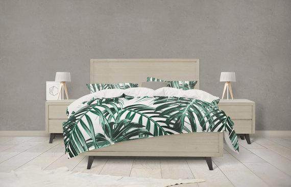 Tropical Leaf Forest Green Bedding - Maven Flair