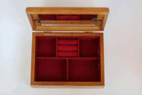 Picture Frame Wooden Jewellery Box, Framed Anique Wood Box, Vintage Trinket Box, Vintage Jewelry Box, Unique Brown Box, Red Velvet Interior - Maven Flair