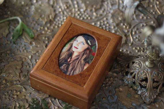Picture Frame Wooden Jewellery Box, Framed Anique Wood Box, Vintage Trinket Box, Vintage Jewelry Box, Unique Brown Box, Red Velvet Interior - Maven Flair