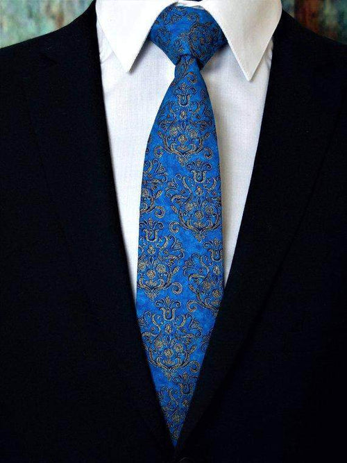 Classic Mens Blue and Gold Necktie - Maven Flair