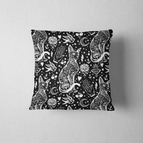 Black and White Astrology Cat Throw Pillow - Maven Flair