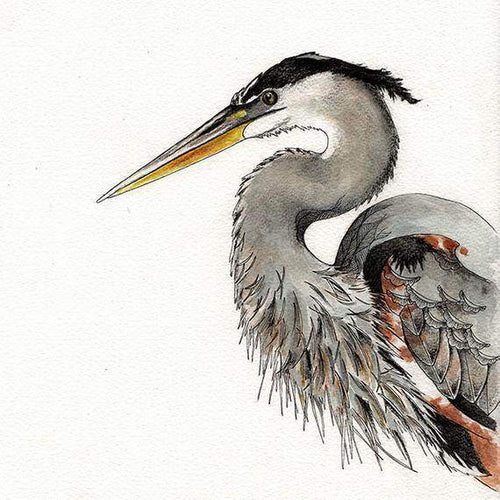 Heron Print Bird Art Illustration Print - Maven Flair