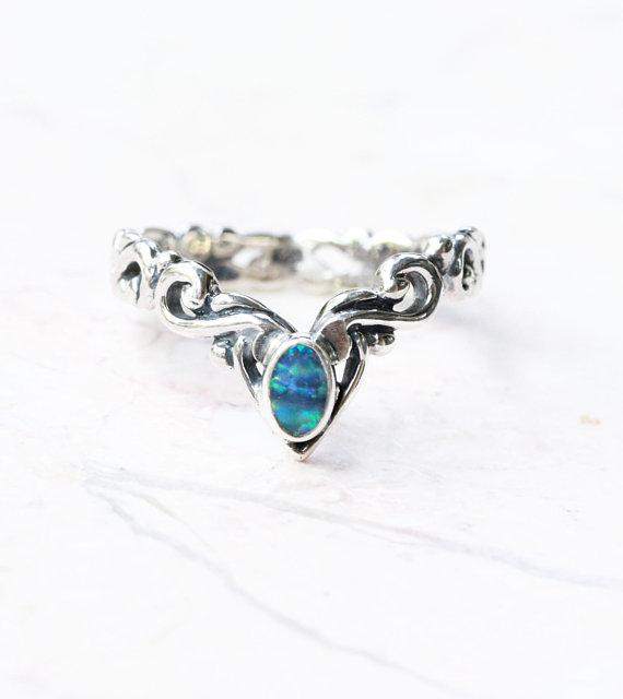 Blue Opal Silver Stacking Ring - Maven Flair
