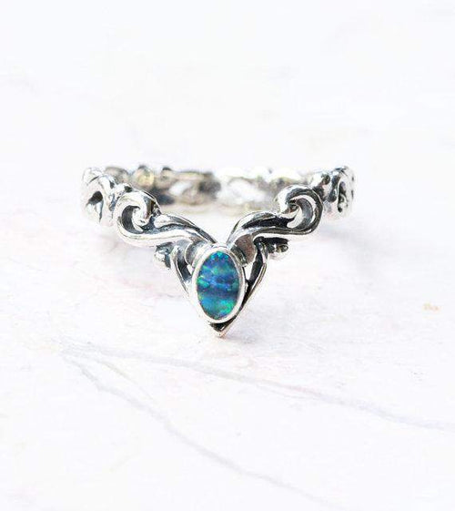 Blue Opal Silver Stacking Ring - Maven Flair
