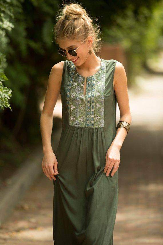 Sage Green Maxi Dress - Maven Flair