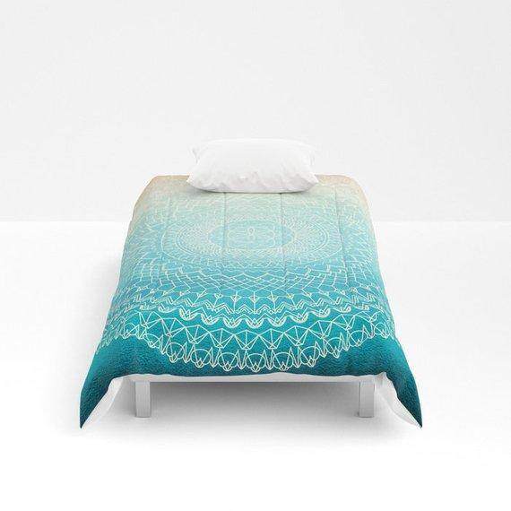 Complex Teal Mandala Comforter - Maven Flair