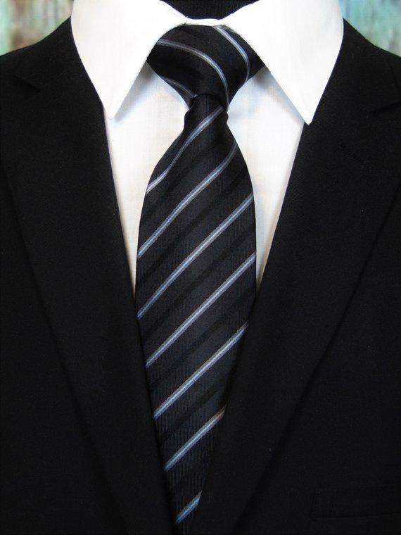 Mens Black with Silk Striped Ties - Maven Flair