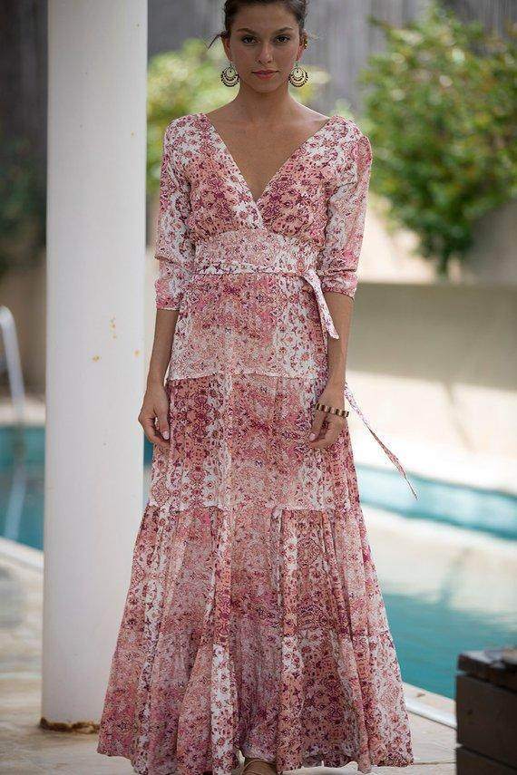 Long Sleeves Floral Maxi Dress - Maven Flair