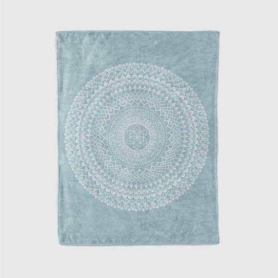 Light Blue Mandala Blanket - Maven Flair