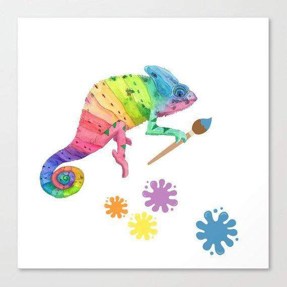 Rainbow Chameleon Watercolor Tote Bag - Maven Flair