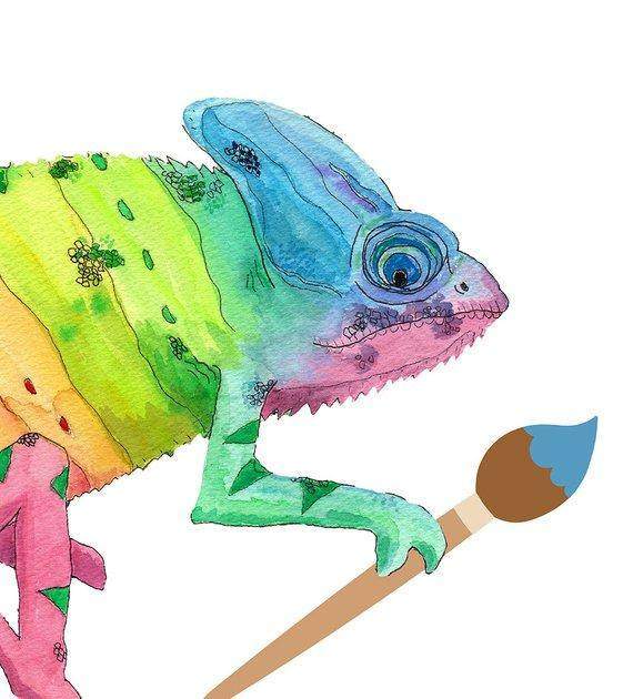 Rainbow Chameleon Watercolor Tote Bag - Maven Flair