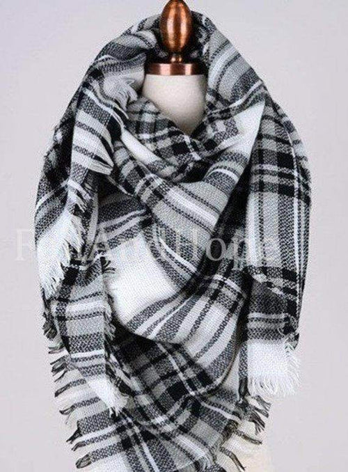 White Black Blanket Scarf - Maven Flair