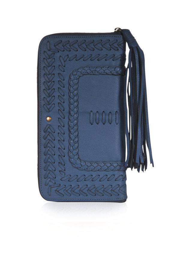 TALISMAN. Blue leather clutch purse - Maven Flair