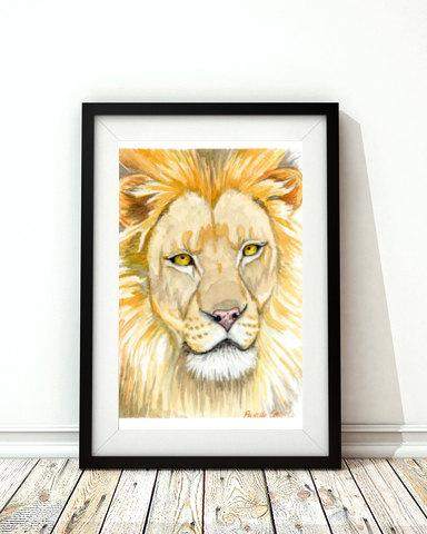 Lion Watercolor Print - Maven Flair