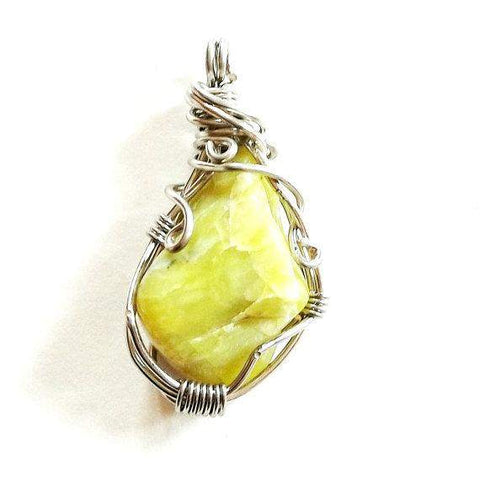 Citrine  Handmade Mixed Metal  Wire Wrapped Mens Pendant Necklace