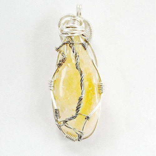 Citrine  Handmade Mixed Metal  Wire Wrapped Mens Pendant Necklace - Maven Flair
