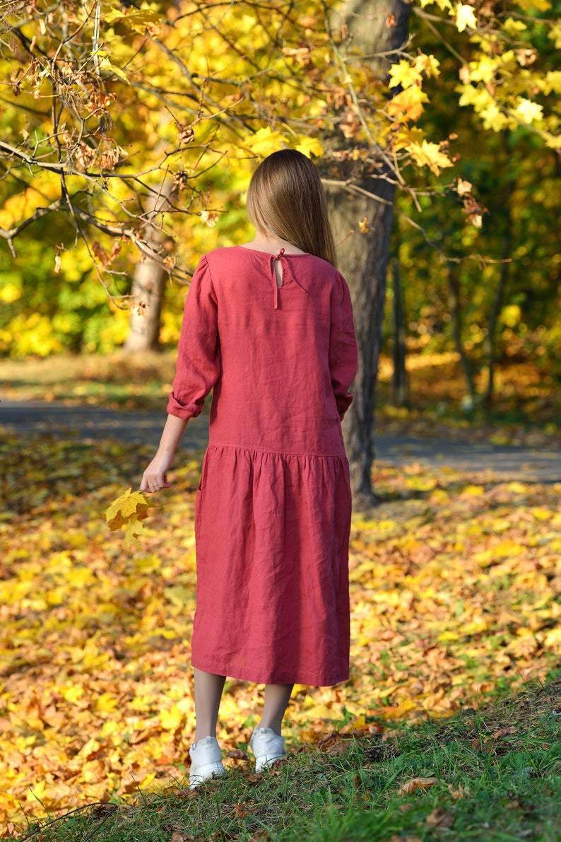 Linen Long Sleeve Maxi Dress - Maven Flair