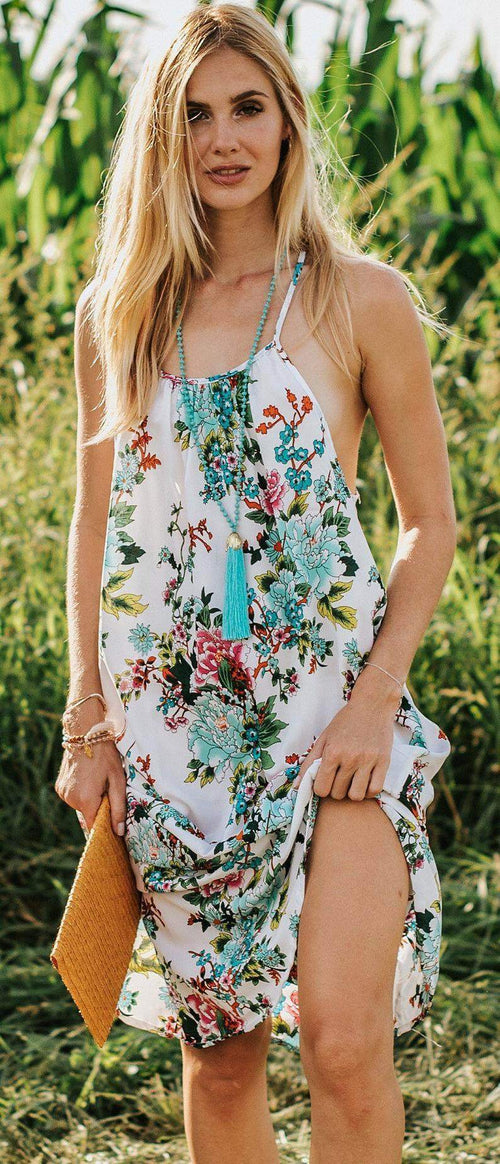 White Floral Maxi Dress - Maven Flair