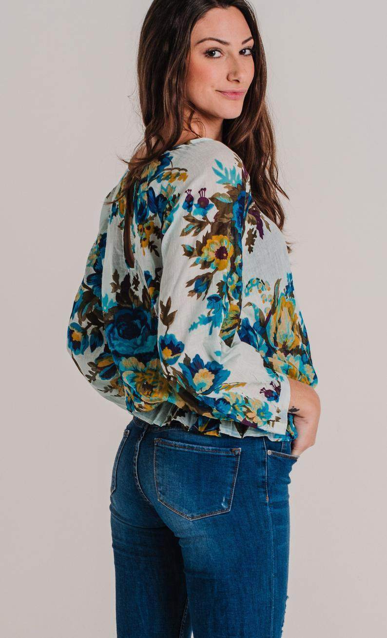Top Floral Cotton with Long Sleeves - Maven Flair