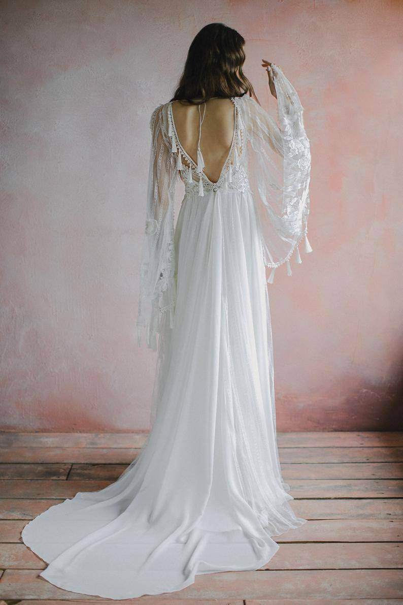 Bohemian Wedding Dress Decorated with Tassels - Maven Flair