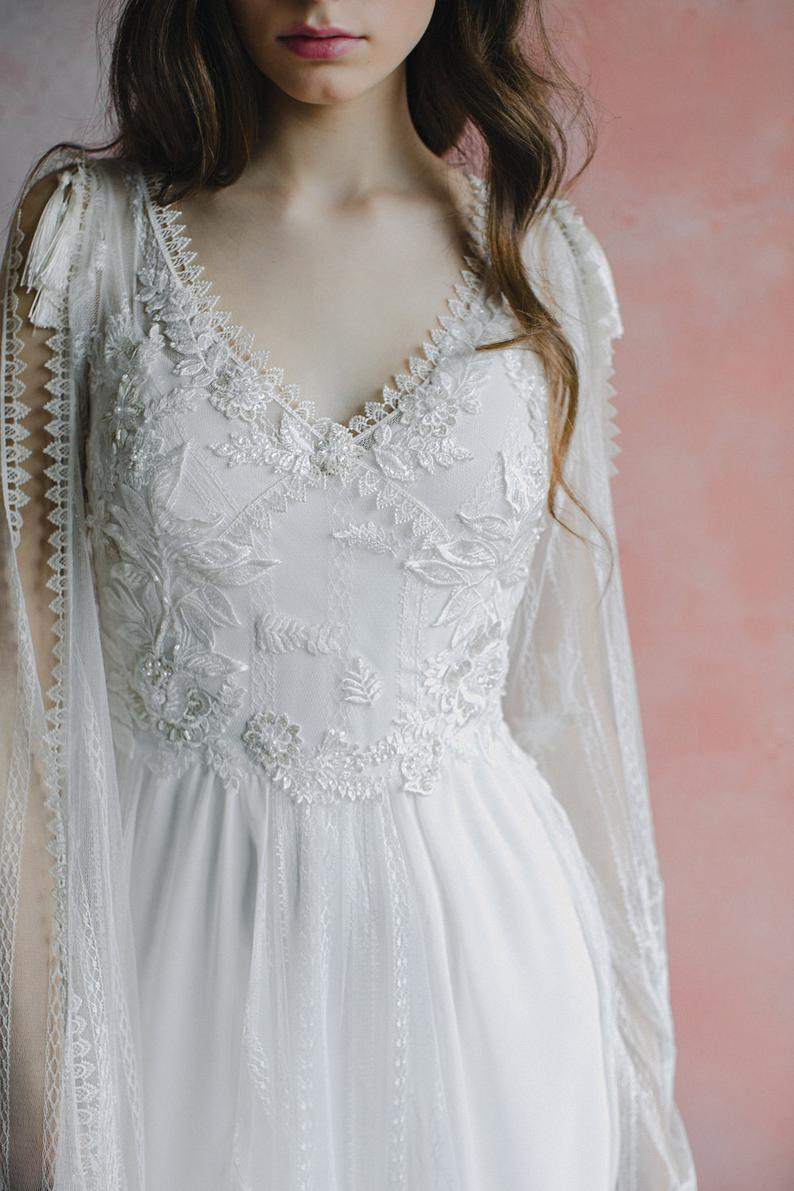 Bohemian Wedding Dress Decorated with Tassels - Maven Flair