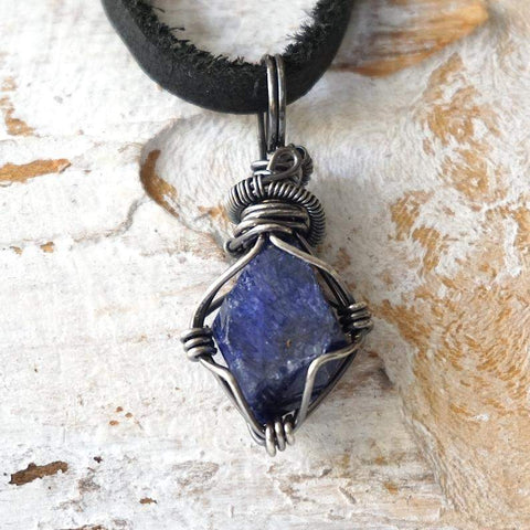 Wire Wrapped Blue Lace Agate Pendant