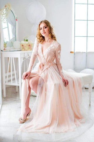 Long Sleeve Bohemian Backless Wedding Dress